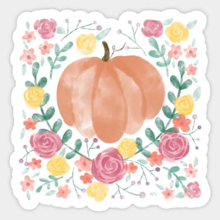Fall Pumpkin and Flowers Sticker